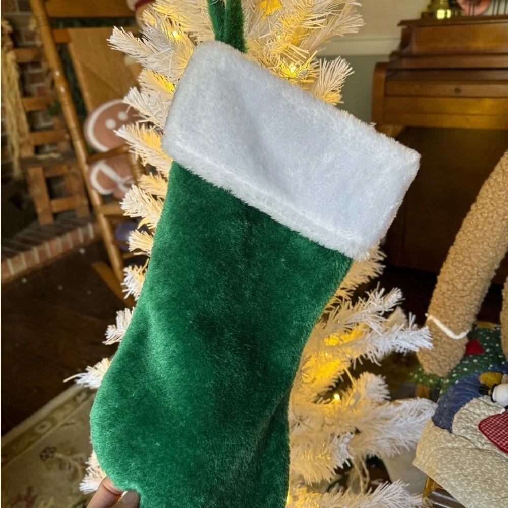 Festive Green and White Filled Christmas Stocking Decor